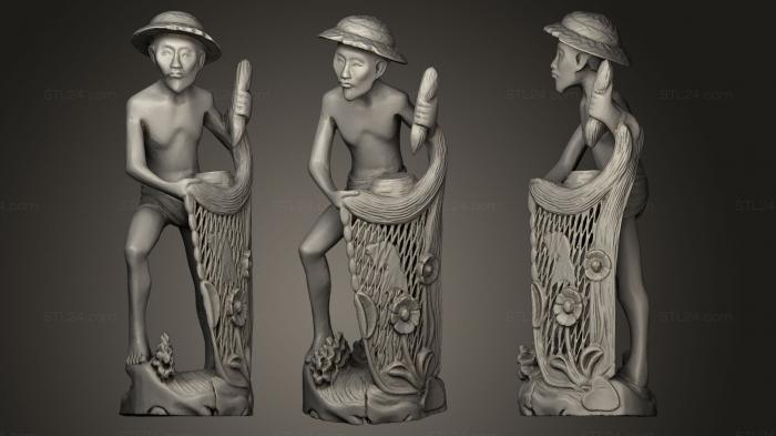 Статуэтки и статуи разные (Рыбак, STKR_0174) 3D модель для ЧПУ станка